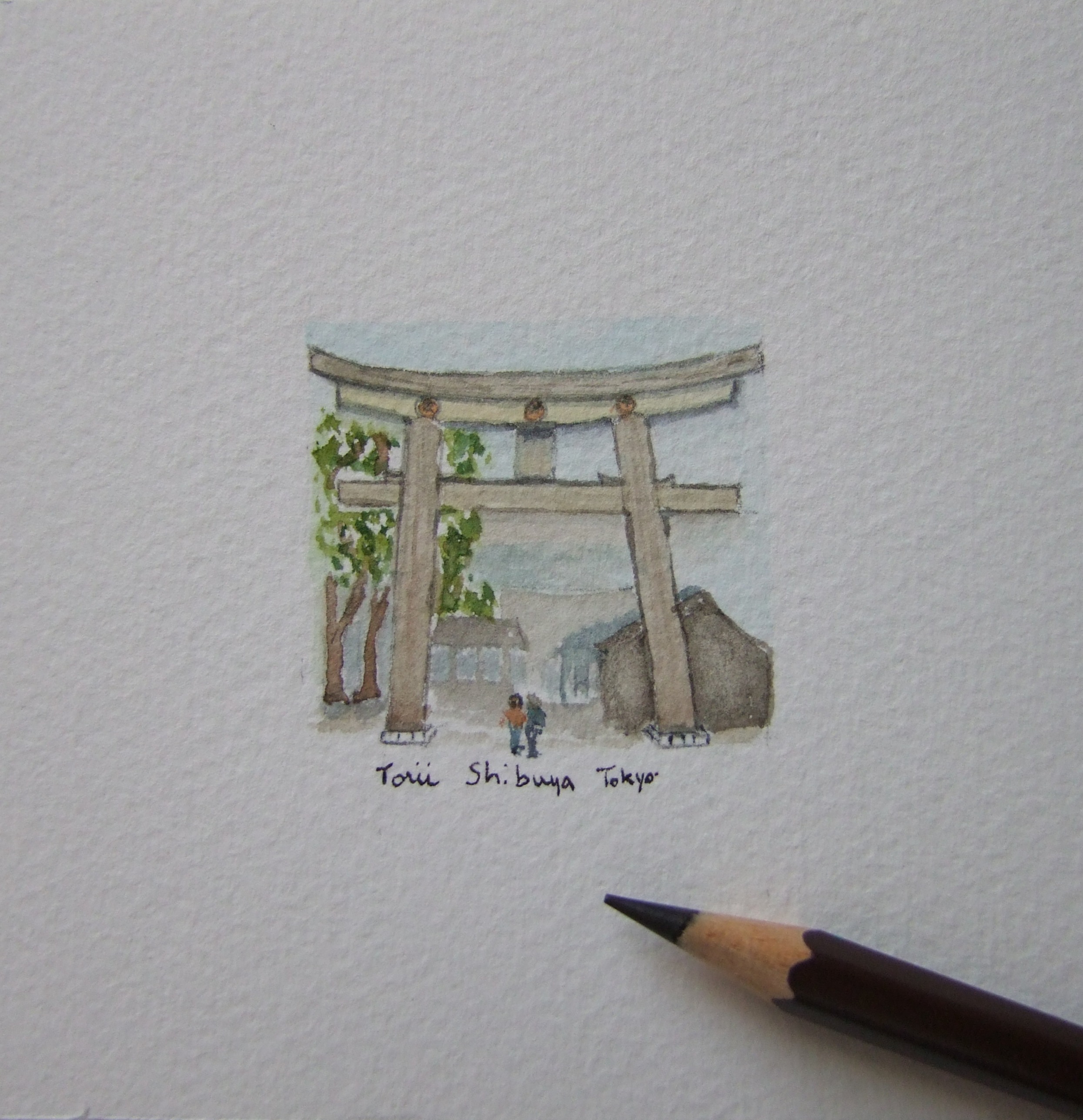 Torii du sanctuaire Meiji-Jingu - Tokyo (miniature 4x4 cm)